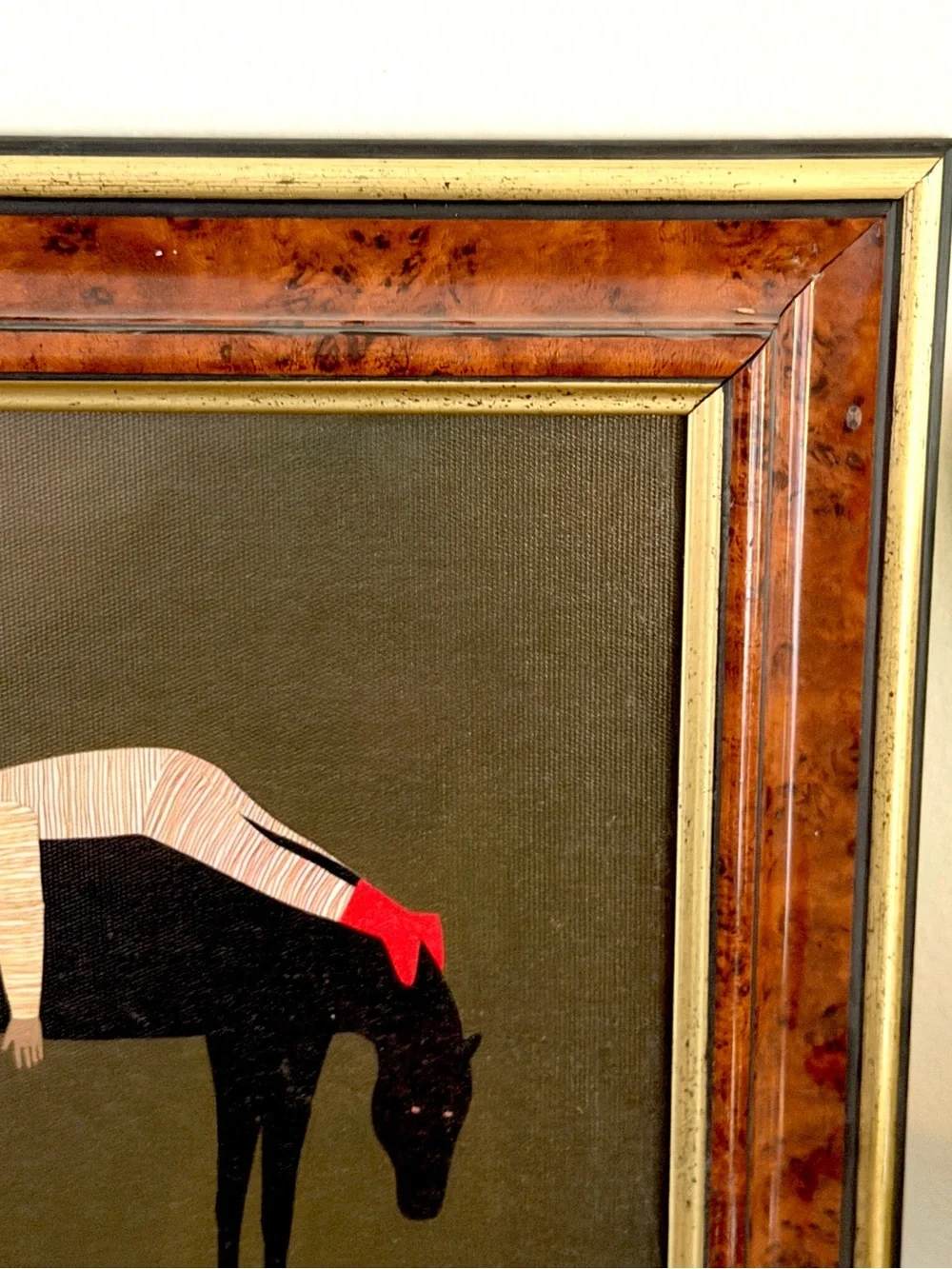 Vintage Style Folk Art Horse Rider Framed Wall Art Boho Equestrian Decor 11x13”